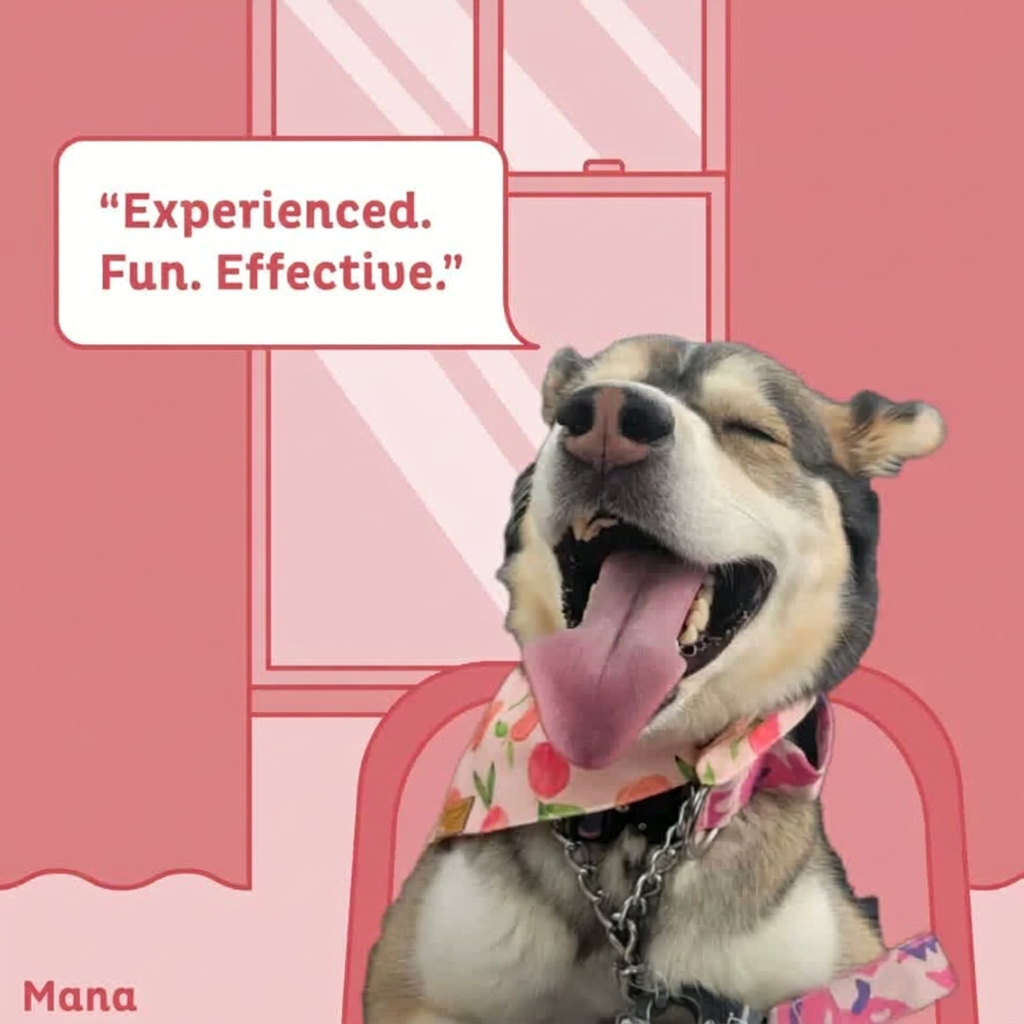Client review told by office dog Mana